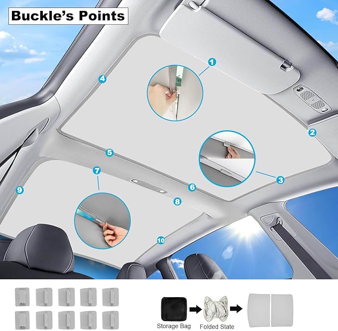 Car Sunroof Shade Compatible with Mercedes Benz GLE 350/450 2015-2019, Foldable Glass Roof Sunshade with Storage Bag, Heat Insulation Sun Protection Roof Interior Sunshade