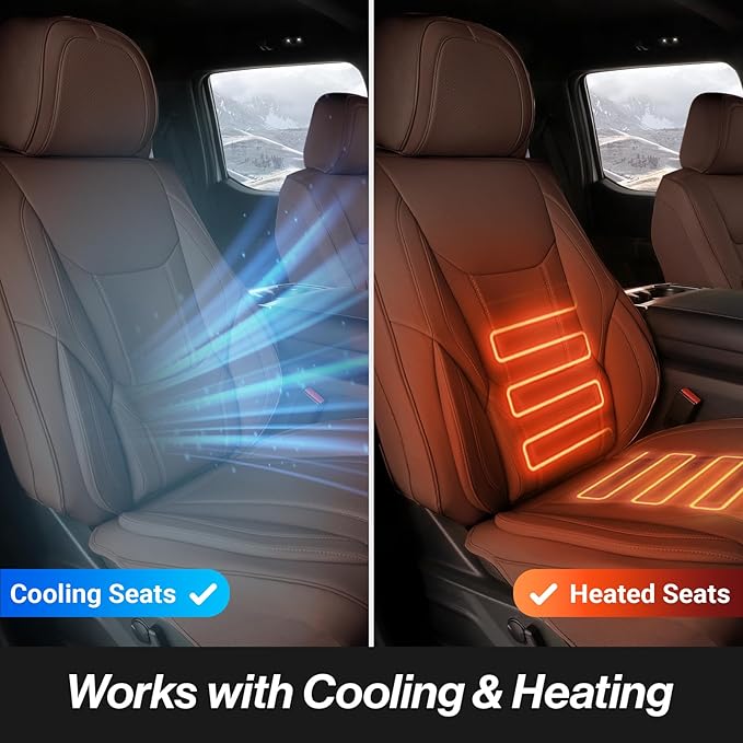 Coverland Custom Fit Car Seat Covers for SUV Compatible with [2018-2024 Ford Expedition] Premium Car Seat Cover Water Resistant Leather Non-Slip Interior Protector [Front Dark Brown - Size Chart A21]