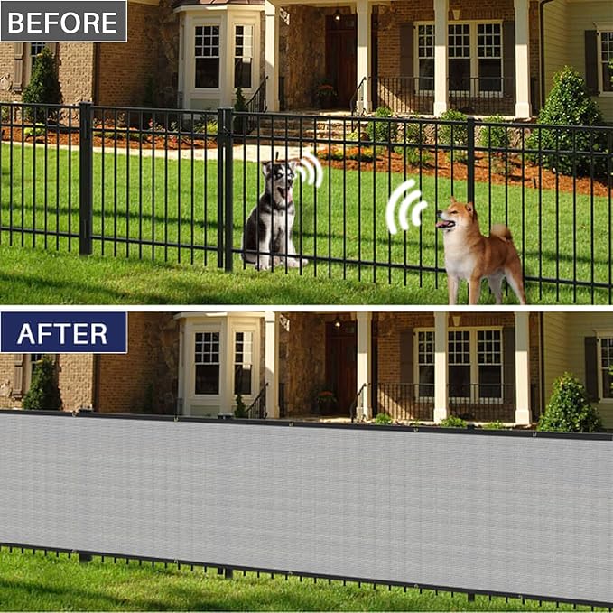 Windscreen4less Privacy Fence Screen Heavy Duty Windscreen Fencing Mesh Fabric Shade Net Cover with Brass Grommtes for Outdoor Wall Garden Yard Pool Deck, 8'x273' Light Gray