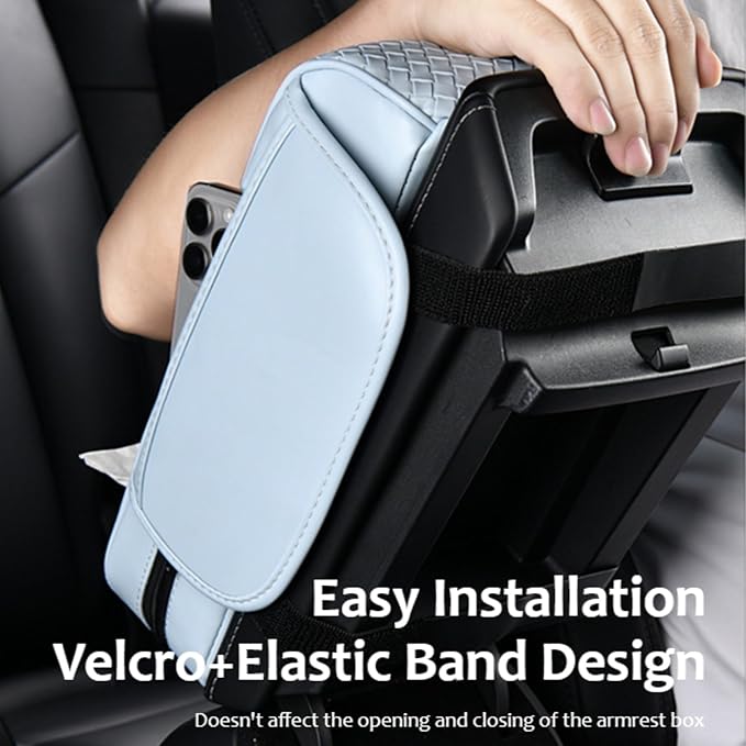 Car Armrest Cushion Cover Car Center Console Memory Foam Booster Pad with Storage Pocket and Tissue Hole for Sedan Vehicle (Coffee, 12.99 * 7.09 * 2.95'' / 33 * 18 * 7.5 cm)