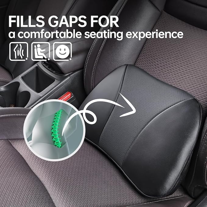 1p Memory Foam Lumbar Support Pillow for car Lower Back Pain Relief - Back Cushion for Driving, Chair Support for Car-Office Chair（Black）