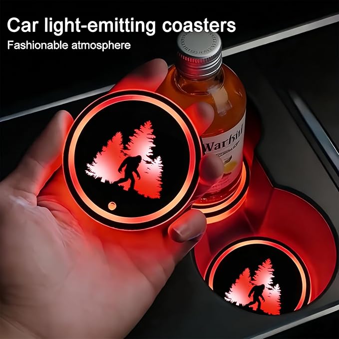 Flamingo LED Cup Holder Lights for Car,2Pcs LED Light Up Cup Holder Coasters with 7 Colors 3 Modes,Waterproof Interior Atmosphere Lamp,Car Decor Accessories Flamingo Gifts for Women Men