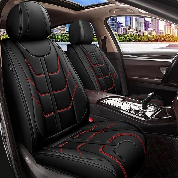 TTX LIGHTING Car Seat Covers fit for Cadillac SRX 2010-2016 Full Set: Premium Leather Automotive Seat Cover with Airbag Compatible Waterproof (5 Seats, Redline)