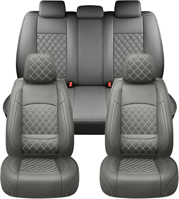 Fit for Santa Cruz Seat Covers Compatible with Hyundai Santa Cruz 2022-2026 - Waterproof Breathable Leather Automotive Seat Cushions Protector,Airbag Compatible,Full Set 5 Seats(Gray)