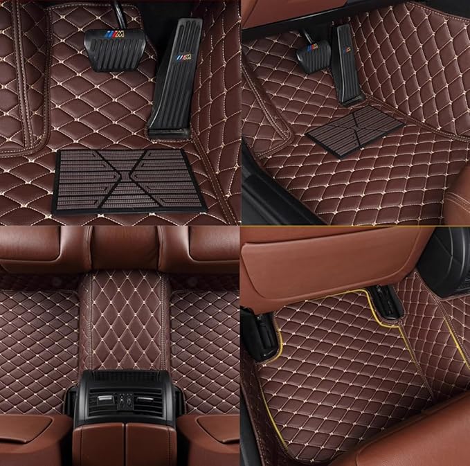Custom Personalized Floor Mats for Cars，Luxury Full Coverage All Weather Car Floor Mats，Anti-Slip Leather Car Mat Set ，Custom Floor Mats for 99% of Cars, Trucks & SUVs (3D Blue and Black)