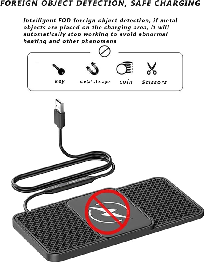 Wireless Car Charger Pad for Mercedes Benz A Class A250e A260 AMG A35 A45, Phone Charging Mat 20W Type C/USB Cordless Non-Slip Charging Station Adapter Center Console