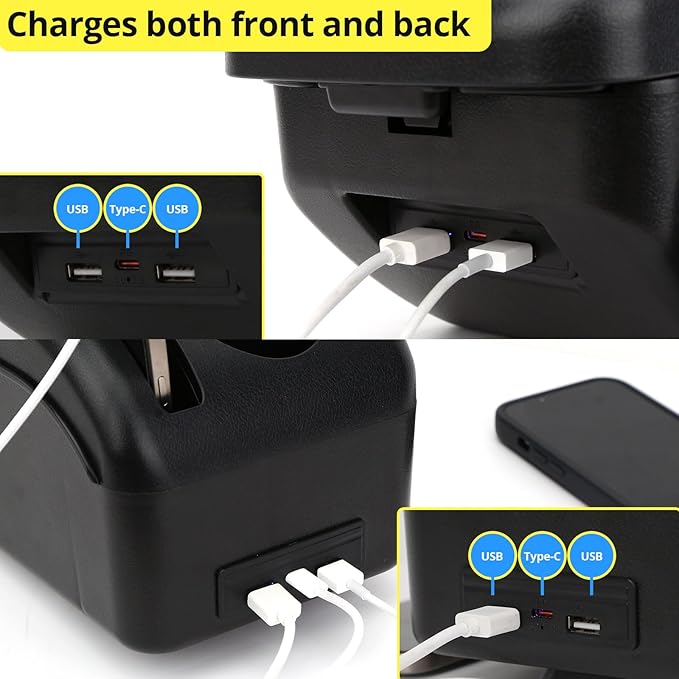AULPHIKE Compatible with Nissan Note Armrest 2016-2018 Car Center Console Organizer Armrests Double Layer Storage with USB Ports（Carbon Fiber Style）