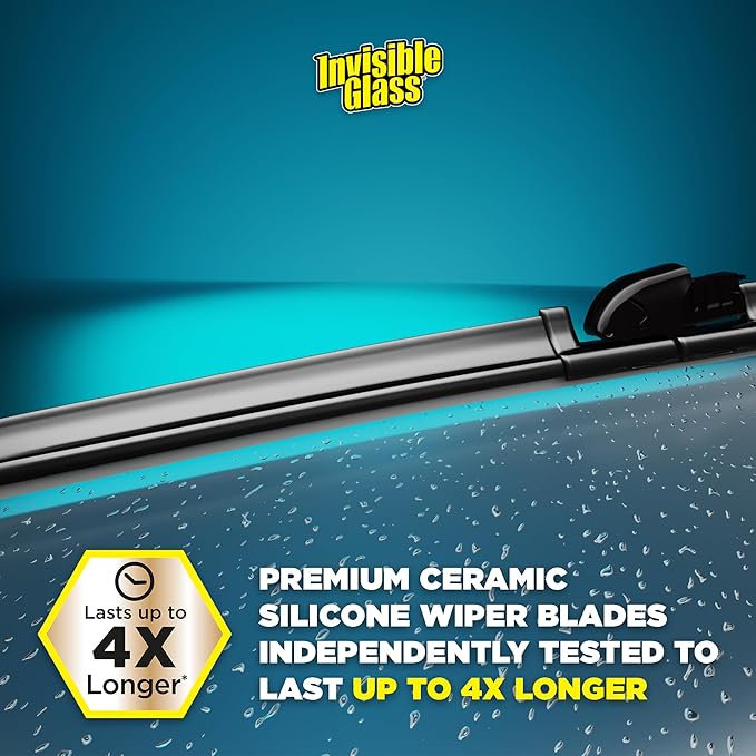 Invisible Glass CSB24 Ceramic Silicone 24" Premium All-Season Windshield Wiper Blade – Automotive Replacement Beam Blade with HydroGuard Water Repellent Coating for Quiet, Streak-Free Performance