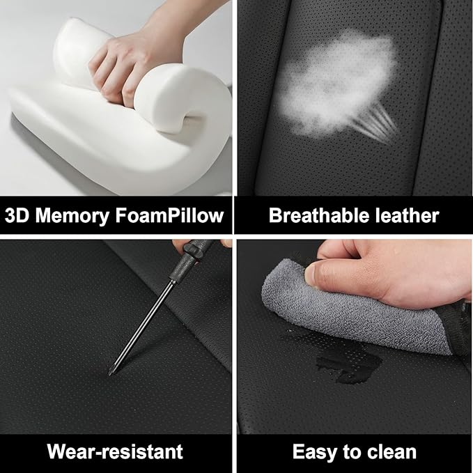 Fit for 98% of Mercedes Benz Car Seat Covers with Headrests, Premium Nappa Leather Seat Cover, Fully Wrapped Protect Modern Style Seat Cover (5-Seat Luxury, Classic Black)