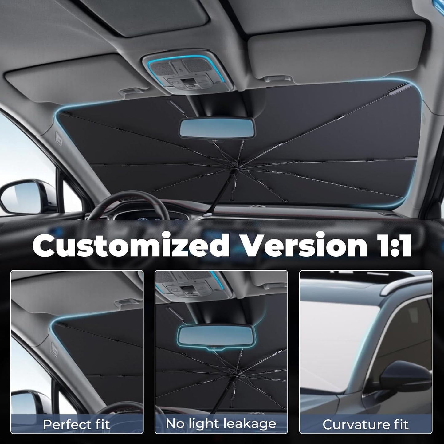 Windshield Sun Shade Umbrella: for Subaru Forester-2019-2024 2025- Front Custom Car Window Shades - Foldable Forester Sunshades Block UV Keep Cool