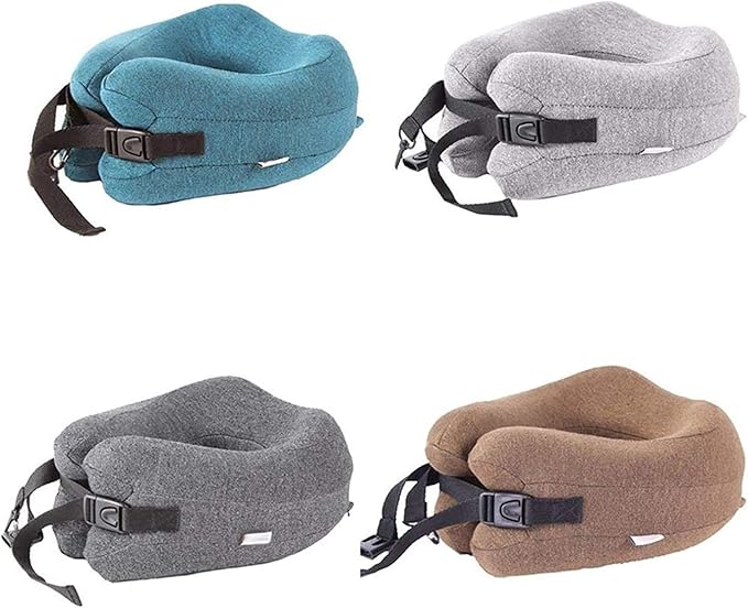 Neck Pillow Sleep Kit - 100% Memory Foam Travel Pillow, Compact Carry Bag, U-Shaped Airplane Car Flight Pillow, Breathable and Comfortable 360-Degree Head Support (Color : Brown)