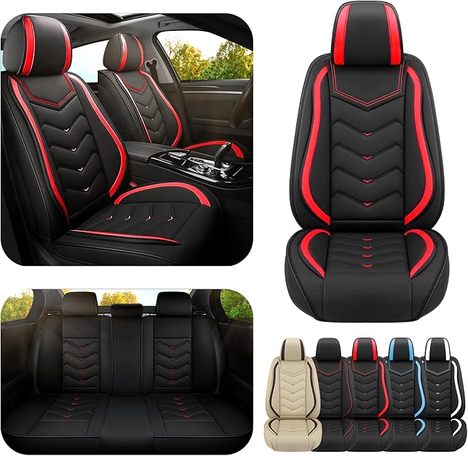 Car Seat Covers for Jeep Grand Cherokee L 2021-2026, Premium Nappa Leather Car Seat Cover, Stylish Sport Seat Covers， Automobile Seat Cover Sets.(Standard 5 Seats/Black Red)
