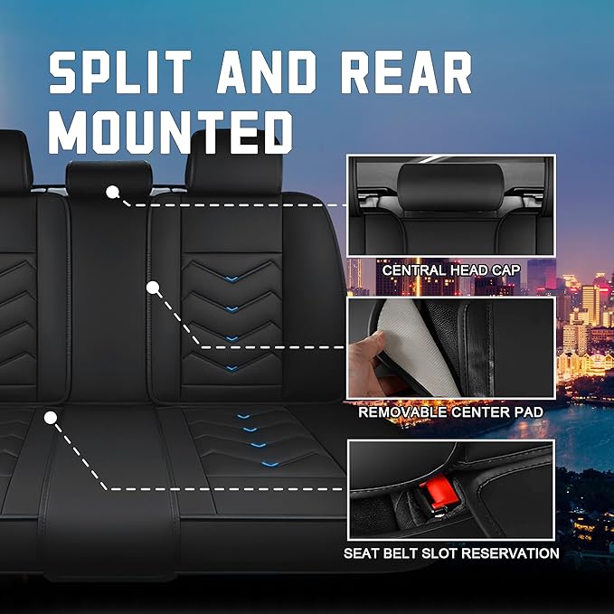 CTDS Car Seat Covers for Mazda CX-5 CX-3 CX-7 CX-9 CX-50 CX-30 CX-70 CX-90 2007-2026, Stylish Sport Seat Cover, Premium Nappa Leather Car Seat Cover.(Standard 5 Seats/Black Blue)