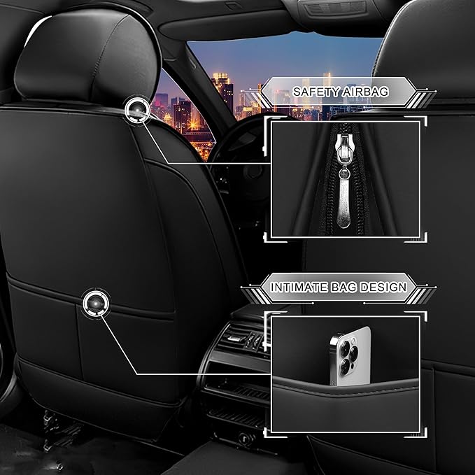 CTDS Car Seat Covers for Nissan Altima 2001-2026, Stylish Sport Seat Cover, Premium Nappa Leather Car Seat Cover. Automobile Seat Covers Sets.(Standard 2 Seats/Black Blue)