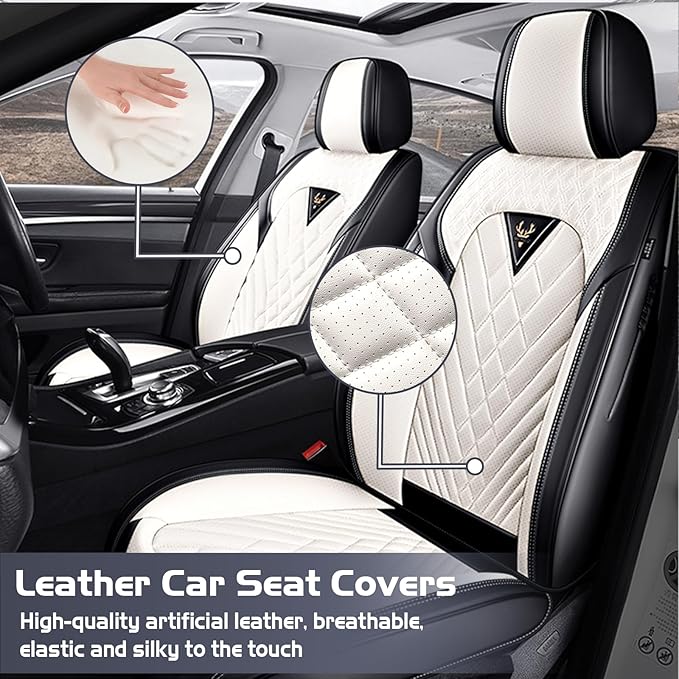 Truck Seat Covers for Ford Ranger 2019-2026, Waterproof Premium Leather Full Coverage Car Seat Cover, Muscle Sport Style Auto Interior Seat Cover Sets (Front Set/Black White)