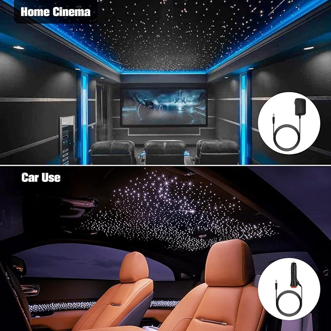 CHINLY Twinkle 400pcs 9.8ft 0.03in Starlight Headliner Fiber Optic Lights kit, Music Mode Bluetooth APP Control Remote, RGBW Star roof Lights for Star Headliner/Home Theater/Pool Ceiling
