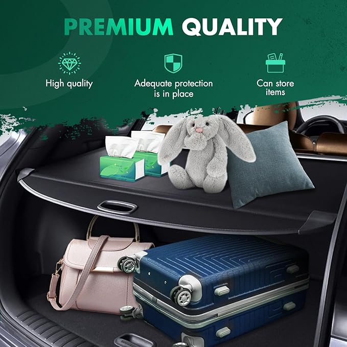 Cargo Cover for 2020 Fit for Nissan Murano 2016 Fit for Nissan Murano 2.5L 2015-2023 Fit for Nissan Murano 3.5L Retractable Rear Trunk Cargo Shade Luggage Security Cover Shielding Waterproof