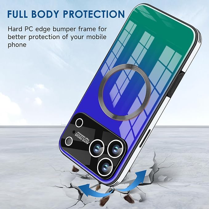 Guppy Compatible with iPhone 17 Pro Max Magnetic Case, with Full Camera Lens Protector [Compatible with MagSafe] Scratch Resistant Gradient Glass Back Cover Phone Case-Purple