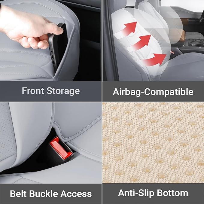 Coverland Custom Fit Car Seat Covers for Car Compatible with [1999-2003 Toyota Solara Convertible] Premium Water Resistant Leather Non-Slip Interior Protector [Full Set Gray - Size Chart X79]