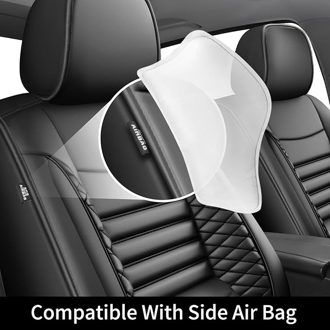 Fit Prologue Car Seat Covers for Honda Prologue 2024 2025 2026-Upgraded Premium Waterproof & Breathable Leather,Airbag Compatible,All-Weather Seat Cushion Protector,Full Set,Black
