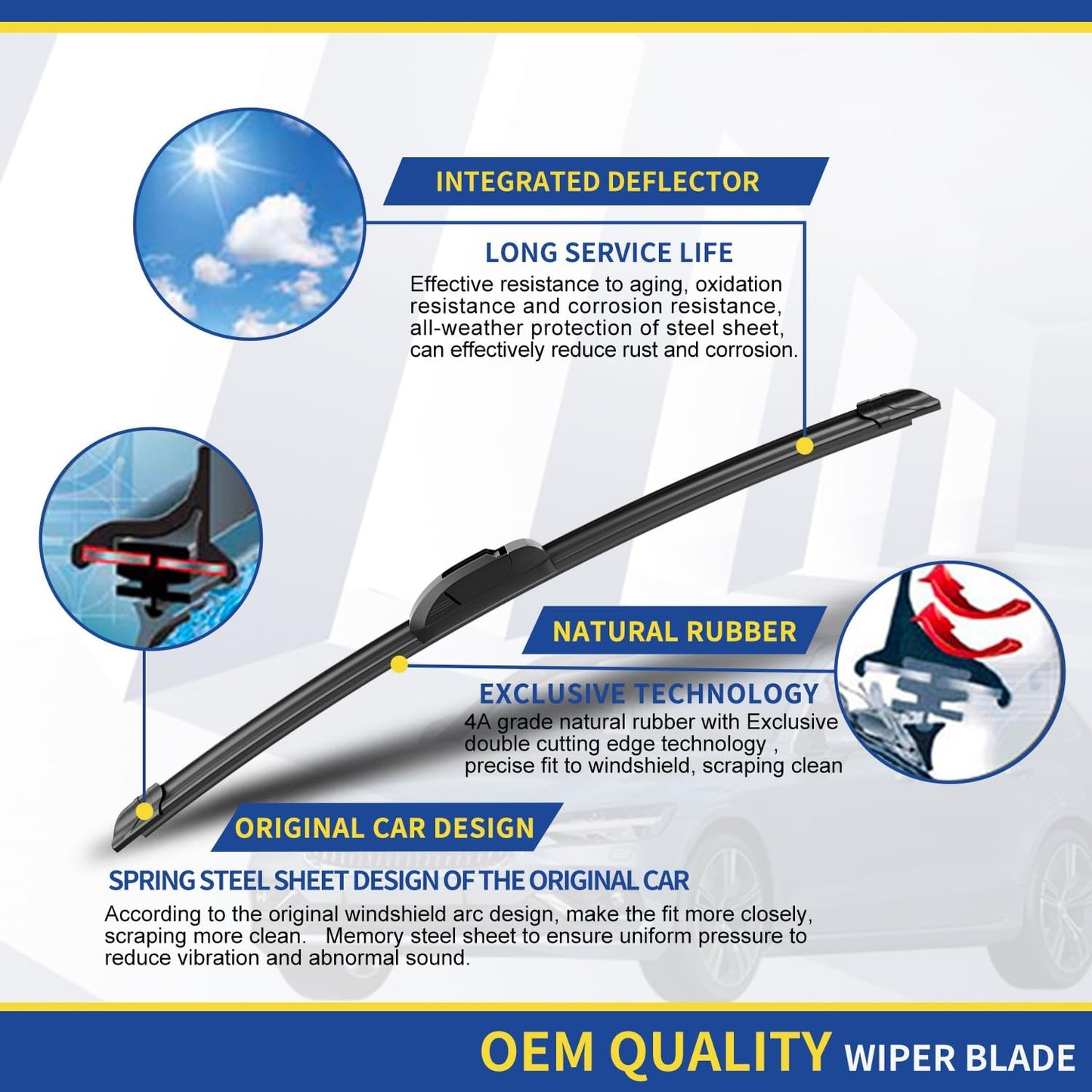 3 wipers Replacement For 2013 2014 2015 2016 Mazda CX-5 2007 2008 2009-2012 Hyundai Santa Fe Original Equipment Windshield Wiper Blade - 24"/18"/14" (Set of 3) J HOOK
