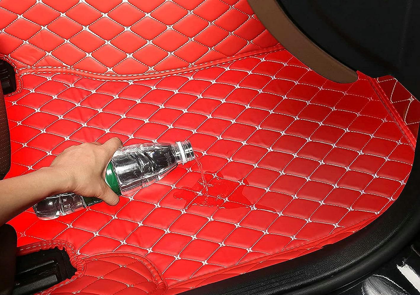 Custom Artificial Leather Waterproof All-Weather Car Floor Mats Fit for 99% Sedan SUV Sports Car Vehicle Car Mat (Light Brown)