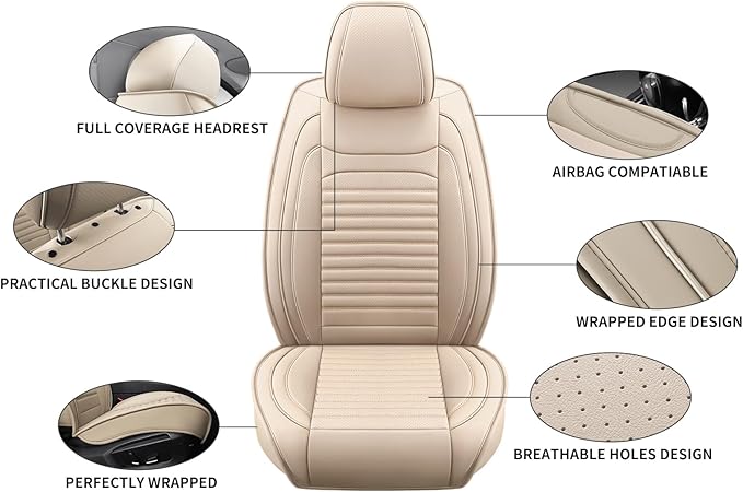 Back Seat Covers Fit for Toyota Prius 2001-2026, Car Seat Covers Back Seats, Breathable Faux Leather Automotive Seat Covers Back Pair Anti-Slip Seat Cover(Beige, Back)