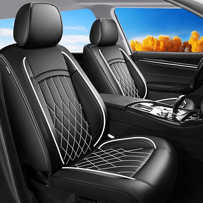 Fit Ioniq Car Seat Covers for Hyundai Ioniq 2017-2026 - Premium Leather, Waterproof, All-Weather, Airbag Compatible, Anti-Slip, Breathable, Easy Install, Seat Protectors, Full Set, Whiteline