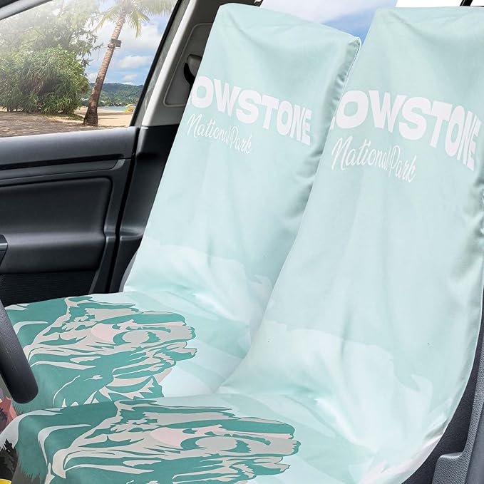2 Pack Car Seat Towel Covers with Storage Bag 63 x 32 Inch Athletic Running Towel Seat Sweat Washable Non Slip Cover Gift for Car Outdoor Sport Activities (Yellowstone)