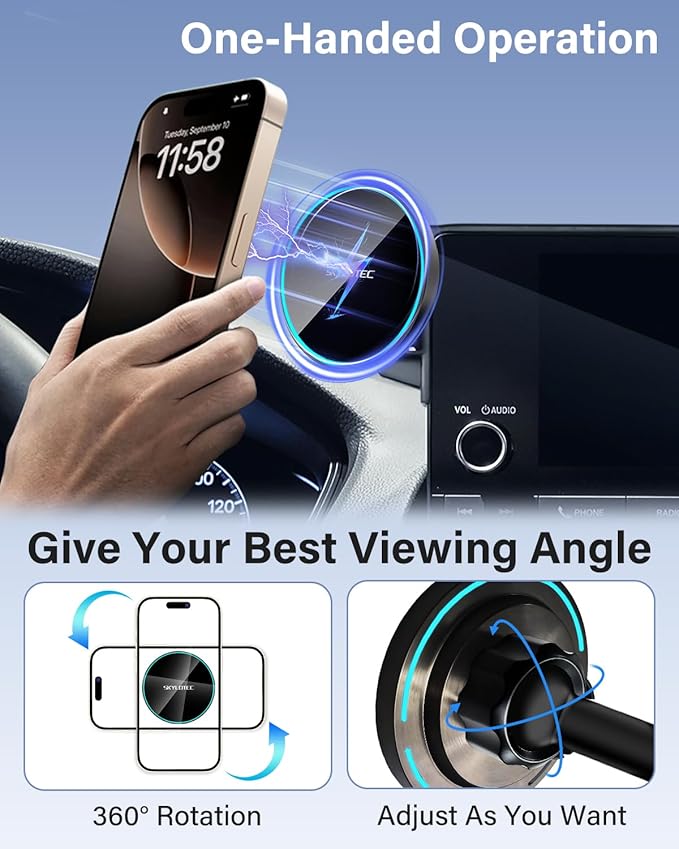 Phone Holder for Mazda 3 2014-2016/CX-3 2016-2021/MX-5 MX5 Miata 2016-2023 Accessories 7-Inch Screen, Car Magnetic Phone Mount Compatible with MagSafe, Magnets Fast Wireless Charger Phone Base