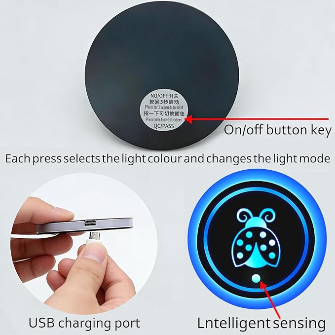 Flamingo LED Cup Holder Lights for Car,2Pcs LED Light Up Cup Holder Coasters with 7 Colors 3 Modes,Waterproof Interior Atmosphere Lamp,Car Decor Accessories Flamingo Gifts for Women Men