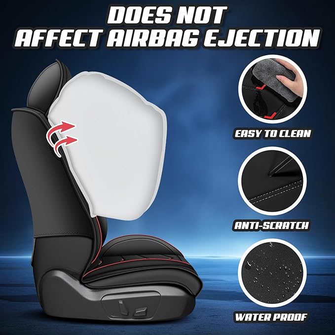 Car Seat Covers for Hyundai Sonata 2002-2026, Premium Nappa Leather Car Seat Cover, Stylish Sport Seat Covers， Automobile Seat Cover Sets.(Standard 2 Seats/Black)