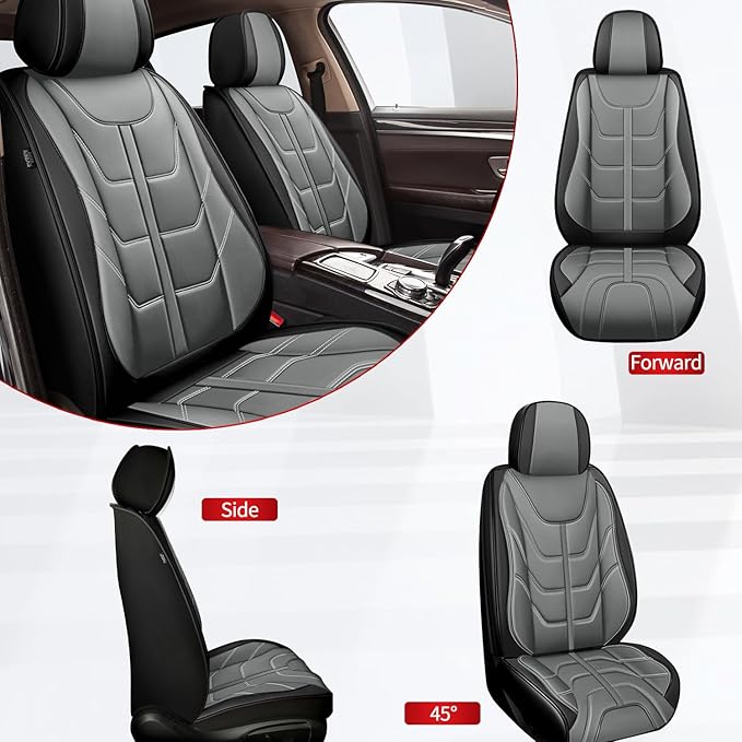 TTX LIGHTING Car Seat Covers fit for Subaru Forester 2007-2026 Front Seat: Premium Leather Automotive Seat Protector with Airbag Compatible Waterproof (2 Seats, Black & Gray)
