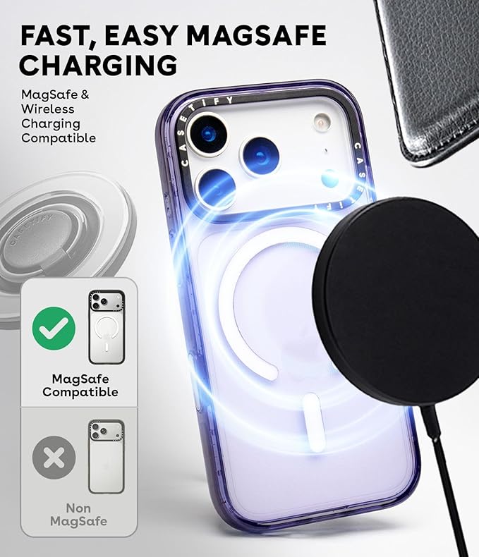 CASETiFY Impact iPhone 17 Pro Case [Slim/Compatible with Magsafe / 8.2 ft. 4X Military Grade Drop Protection] - Fierce Tiger - Clear Black