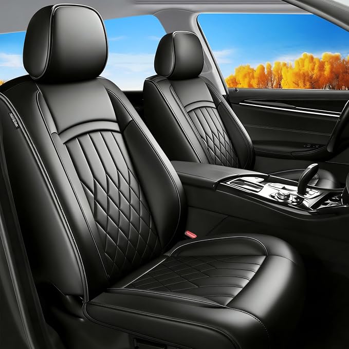 Fit TLX Car Seat Covers for Acura TLX 2014-2026 - Premium Leather, Waterproof, All-Weather, Airbag Compatible, Breathable, Easy Install, Seat Protectors, Only 2 Front seat Covers, Black