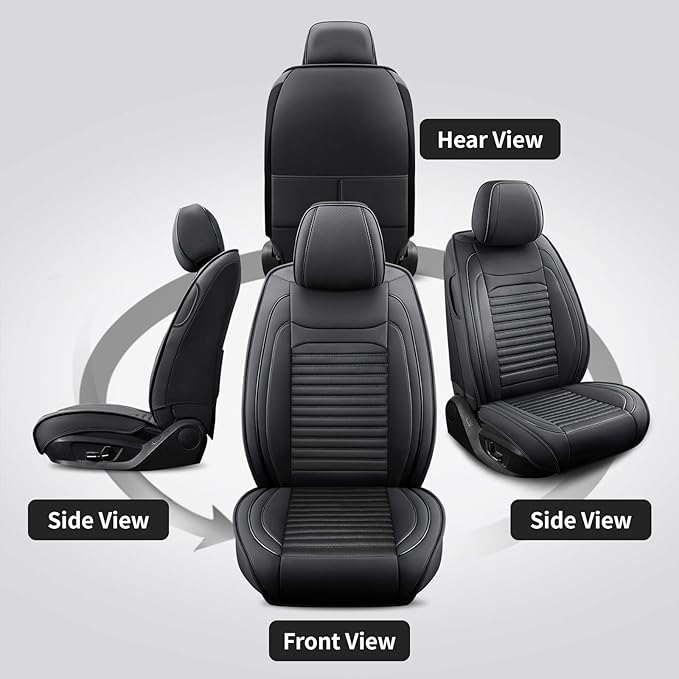 Front Seat Covers Fit for Toyota 4Runner 2001-2026, Car Seat Covers Front Seats, Breathable Faux Leather Automotive Seat Covers Front Pair Anti-Slip Seat Cover(Black, Front)