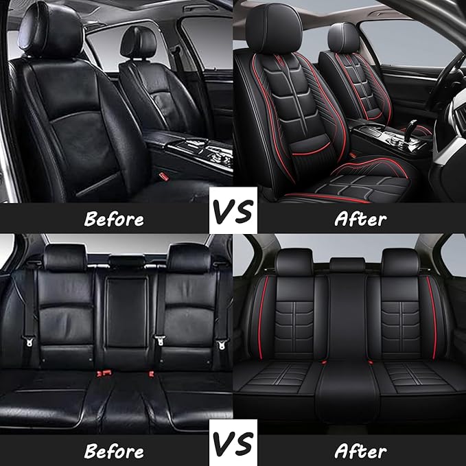 Leather Car Seat Covers Fit for Toyota RAV4 EV 2012-2013, 5 Seater Car Seat Cover, Premium Waterproof, Scratch Resistant Car Interior Accessories (Full Set Black)
