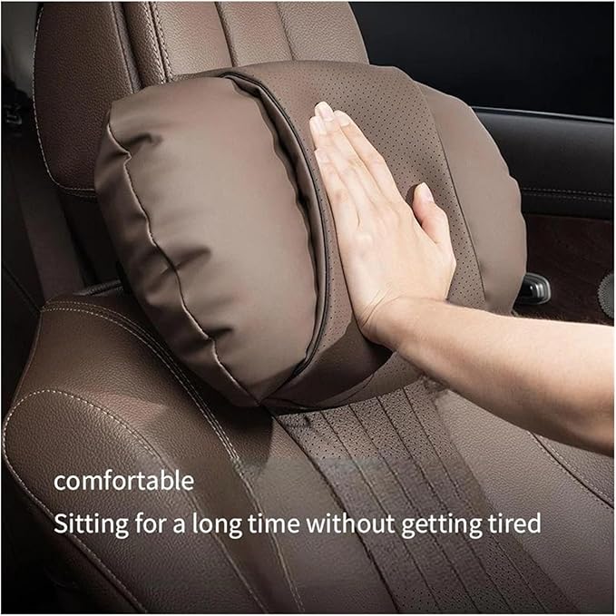 1/2PCS PU Leather Car Neck Pillow & Lumbar Support Cushion, Breathable Universal Seat Headrest Waist Pad, Soft Support Cushion for Daily Driving and Travel(D Style headrest)