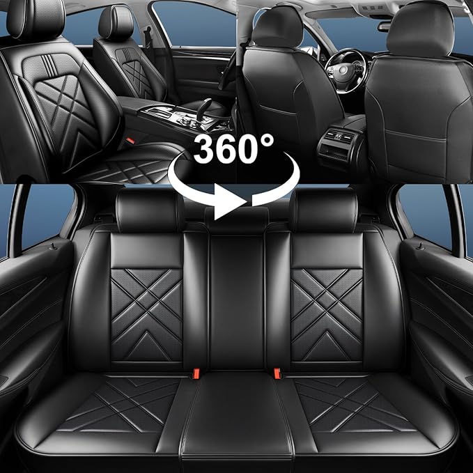 CX-3 Car Seat Covers Fit for Mazda CX-3 2016-2021, Full Coverage Premium Leather Waterproof Breathable Seat Covers, Automotive Seat Protectors, Airbag Compatible(Full Set Seats, Black Gray)