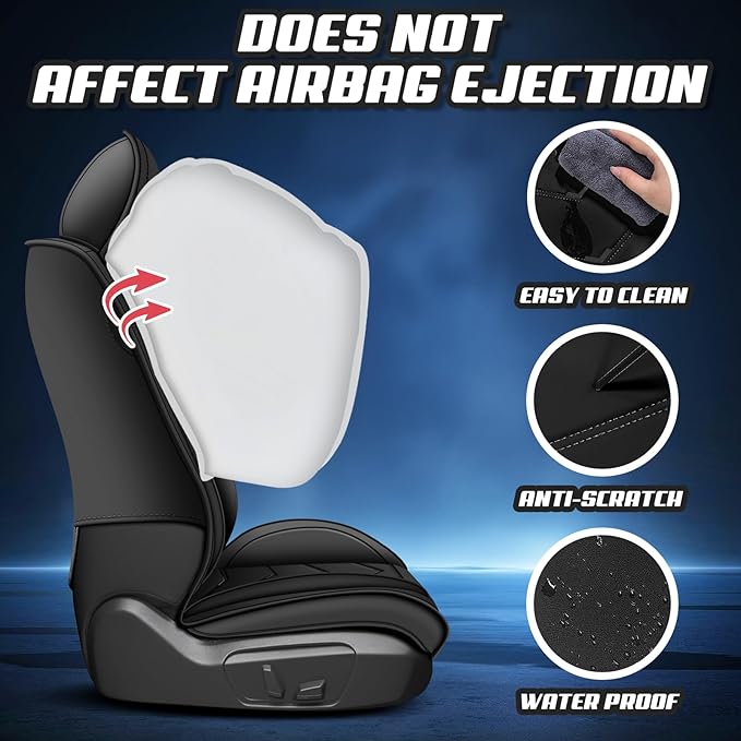 Car Seat Covers for KIA Sedona 2003-2021, Premium Nappa Leather Car Seat Cover, Stylish Sport Seat Covers， Automobile Seat Cover Sets.(Standard 5 Seats/Pure Black)