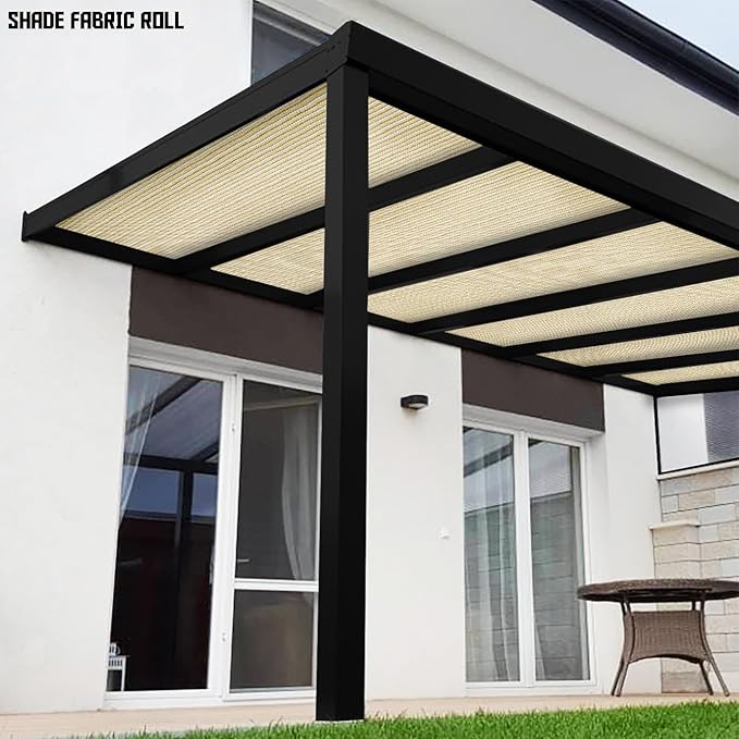 TANG Sun Shade Fabric Roll 8'x121' Shade Cloth for Garden Beige HDPE Mesh Shading Pergola Cover Replacement Canopy, 95% Blockage Sunshades for Outdoor Patio Backyard Plant