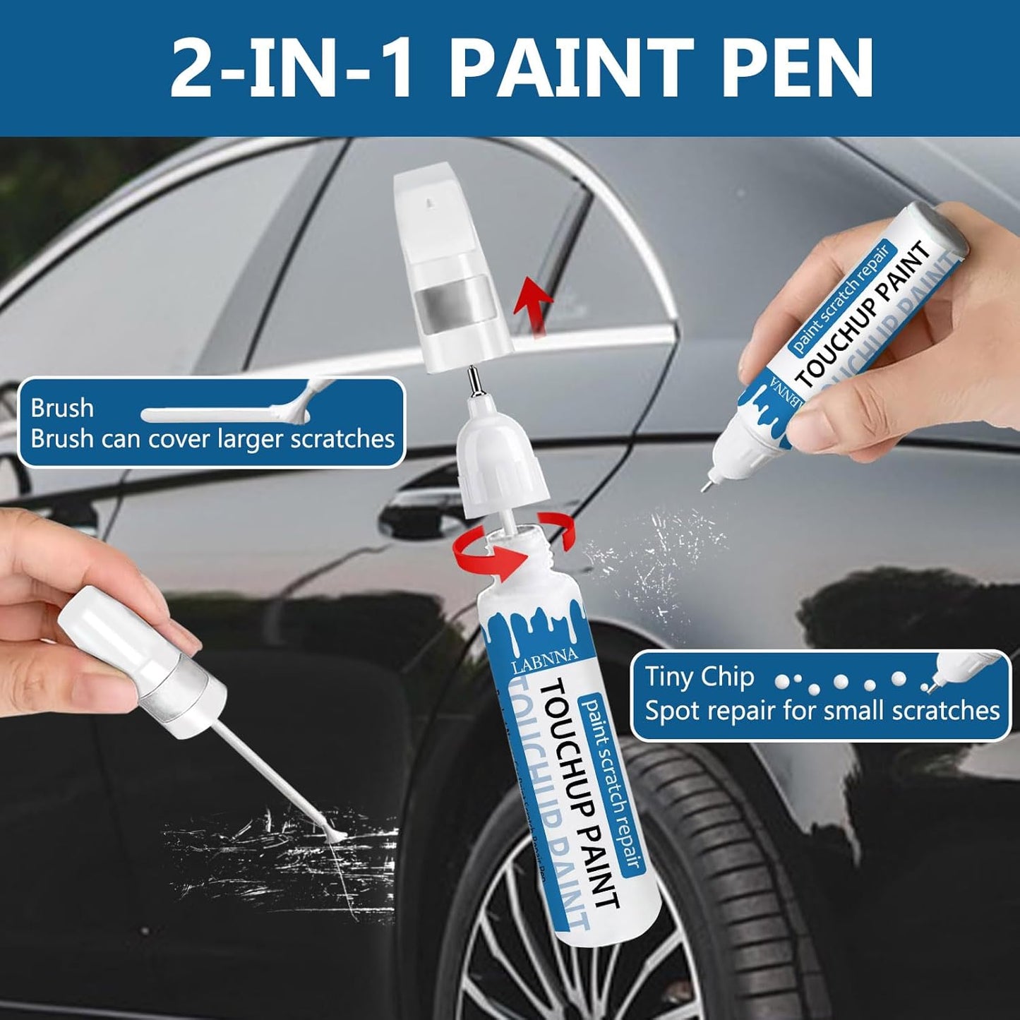 Fluid (Jet) Black (668) Touch Up Paint for BMW-Exact Match 2 in 1 touchup Paint Pen for Chips and Nicks Repair Car Paint Scratch Repair Kit