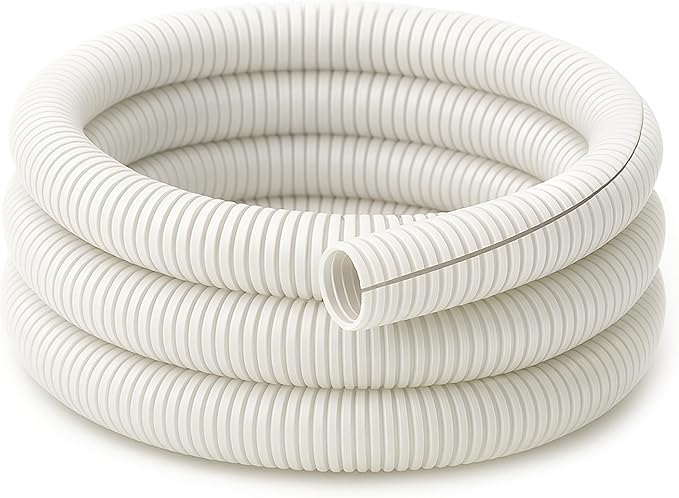 Electriduct Split Wire Loom Tubing Polyethylene Corrugated Flexible Conduit - 1" Nominal Size - 10 Feet - White