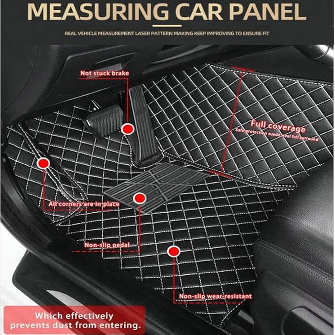 TREGOO All Weather Car Mats Custom Fit Non Slip Floor Mats for 1998-2025 Cars Personalized Leather Protection Pads Suitable for Men Women (Edge Blue, Middle Black, Beige)