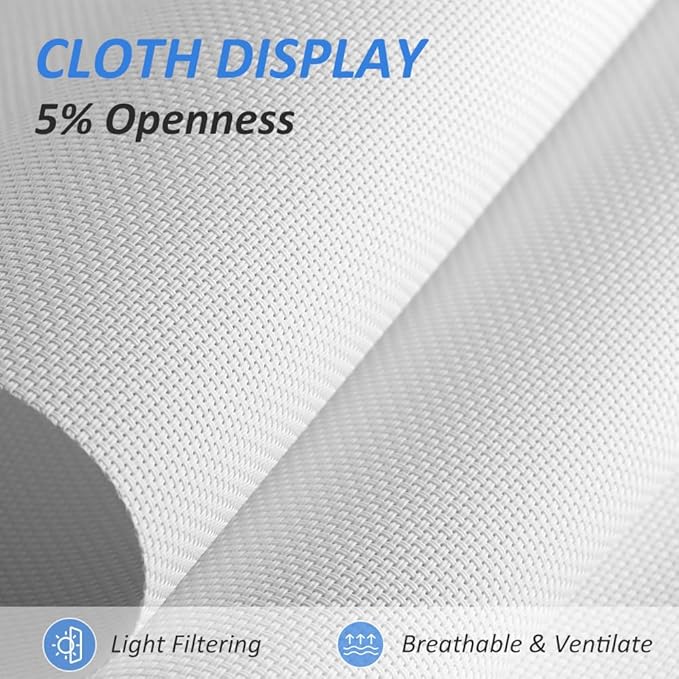 LUCKUP Light Filtering Roller Shades for Windows, Cordless Semi Sheer Solar Blinds with 5% Openness Free-Stop Window Shades for Home & Office, White 24" W x 72" L