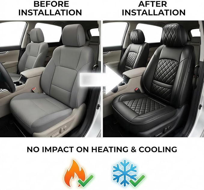 Fit RDX Car Seat Covers for Acura RDX 2010-2025 2026 - Premium Leather, Waterproof, All-Weather, Airbag Compatible, Anti-Slip, Breathable, Easy Install, Seat Protectors, Full Set, Black