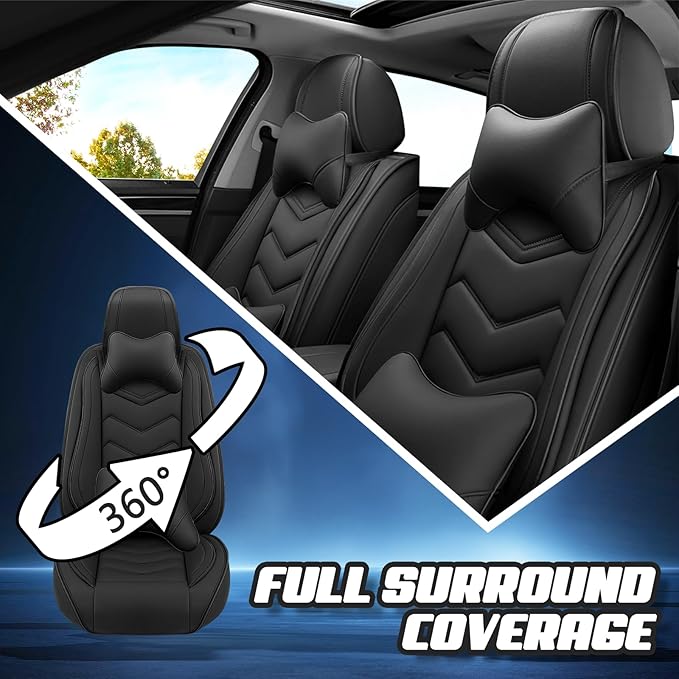 Car Seat Covers for Jeep Grand Cherokee L 2021-2025, Premium Nappa Leather Car Seat Cover, Stylish Sport Seat Covers， Automobile Seat Cover Sets.(Luxury 5 Seats/Pure Black)