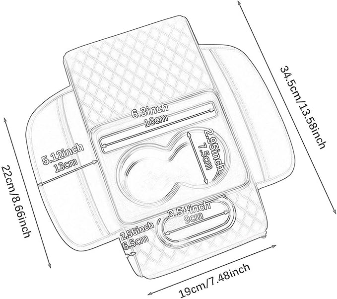 Car Center Console Pad Armrest Cushion Pad Anti Slip Car Decoration with Cup Holder Tissue Box Slot for Car SUV, Style H