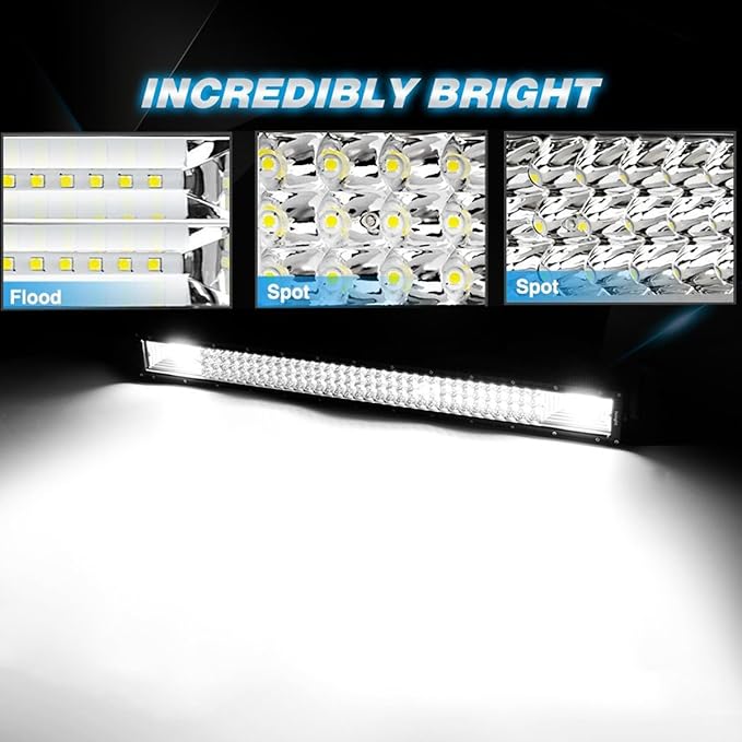 AUXTINGS 20 inch 288W LED Light Bar Triple Row Spot Flood Combo Beam Off Road Lights Waterproof Work Light with Wiring Harness for Jeep Trucks SUV ATV UTV Boat Lights, 12V 24V