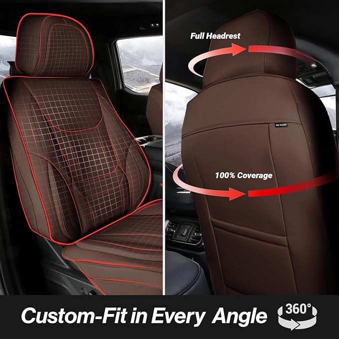 Coverland Custom Fit Car Seat Covers for Car Compatible with [Starion, Scion iM, Corolla, Yaris, Passat] Premium Waterproof Non-Slip Interior Seat Protector [Full Set Dark Brown - Size Chart X62]